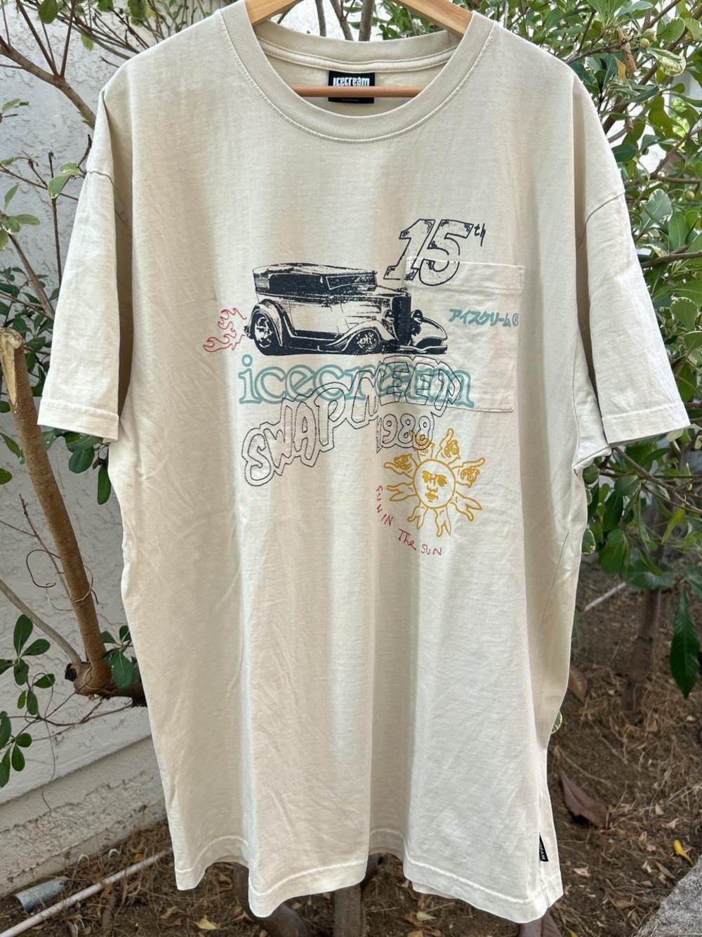 ICECREAM Pharrell Swapmeet 1988 Graphic T Shirt XXL Cream Streetwear Tee